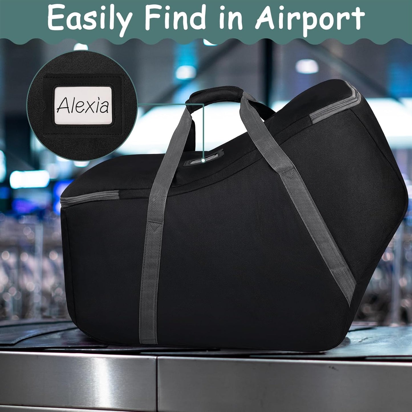 Infant Car Seat Travel Bag Fit Nuna Pipa All Model Car Seat and Base, Fit Doona Baby Stroller, Padded Car Seat Bags for Air Travel, Gate Check Bag with Side Pocket, 5 Protective Feet, Storage Bag