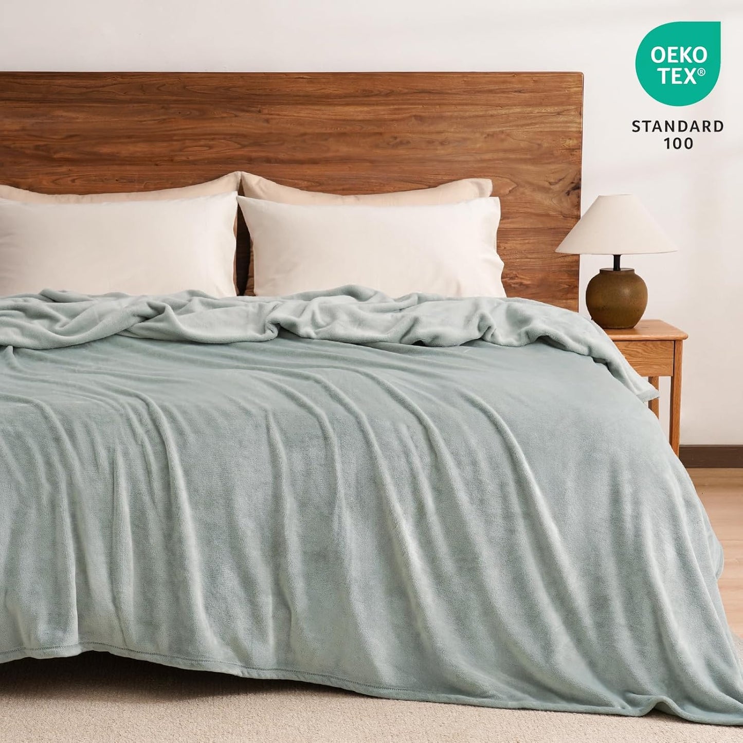 PHF Ultra Soft Fleece Blanket King Size, No Shed No Pilling Luxury Plush Cozy 300GSM Lightweight Blanket for Bed, Couch, Chair, Sofa Suitable for All Season, 108" x 90", Sage Green