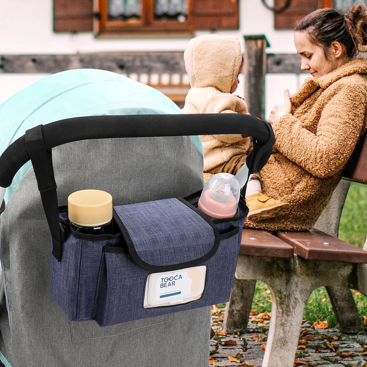 Accmor Universal Stroller Organizer with Insulated Cup Holder and Shoulder Strap, Stroller Bag Caddy Organizer Stroller Accessories for Uppababy, Baby Jogger, Nuna, Doona, Britax Strollers