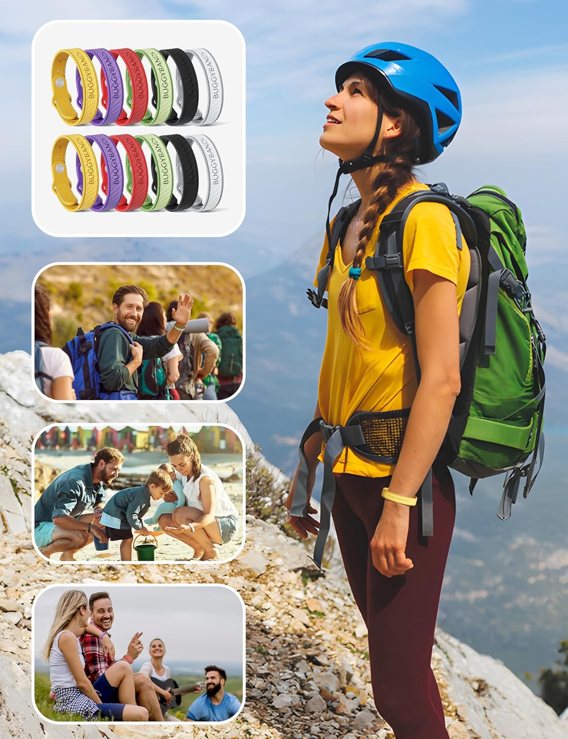 Mosquito Repellent Bracelets,12 Pack Silicone Mosquito Repellent Bands with DEET Free, Natural & Waterproof Bug Wristbands for Kids and Adults, Outdoor Traveling Protection