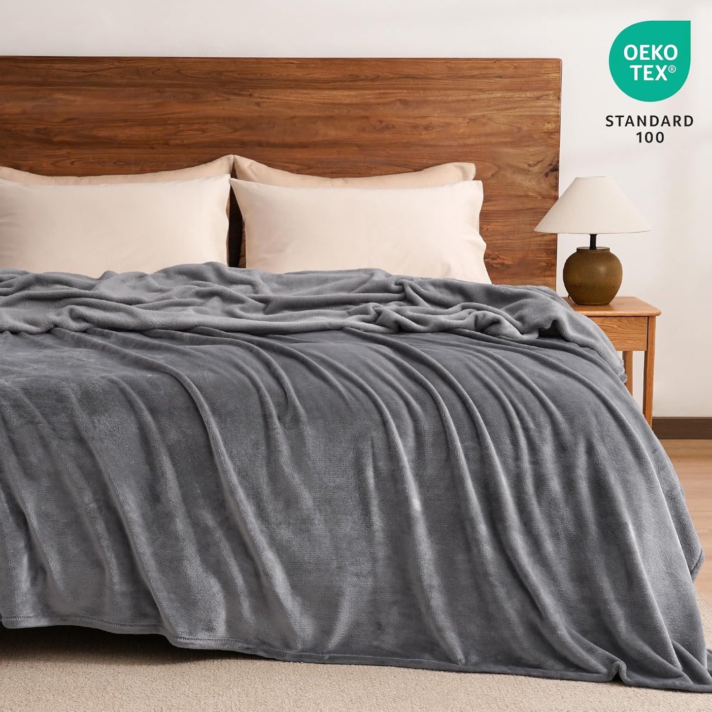 PHF Ultra Soft Fleece Blanket Twin Size, No Shed No Pilling Luxury Plush Cozy 300GSM Lightweight Twin XL Blanket for Bed, Couch, Chair, Sofa Suitable for All Season, 76" x 90", Grey