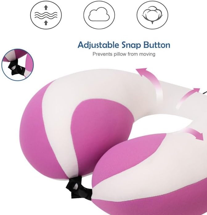 MOOB Travel Pillow for Kids, Traveling Gifts for Toddler & Children U-Shape Car Seat Head Travel Neck Pillow, Neck Pillow for Car Headrest Purple