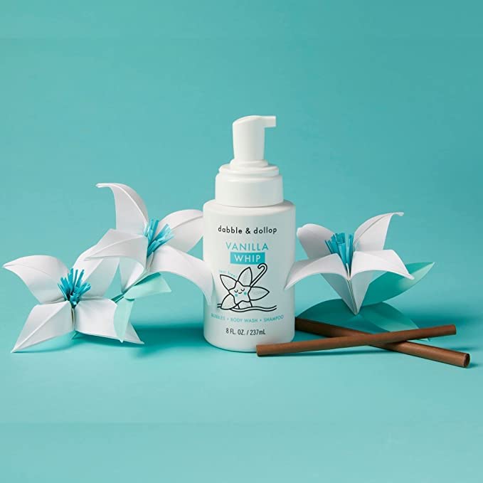 Dabble & Dollop Vanilla Body Wash & Shampoo – 3-in-1 Natural Bubble Bath for Kids, Made in USA, No Parabens or Sulfates, Vegan, Gluten-Free, Tear-Free (10oz, Pack of 2)