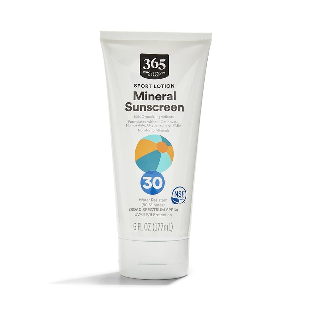 365 by Whole Foods Market, Sport Lotion Mineral Sunscreen, SPF 30, Water Resistant (80 Minutes), 6 Fl Oz