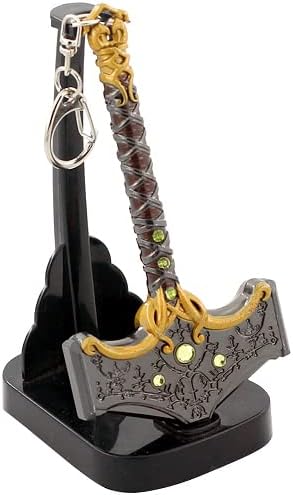 God of War Ragnarök Kratos Action Figures Game Toys Collection Keychain Desk Decoration Backpack Pendant Gift (Mjölnir the hammer of Thor)