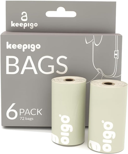 Compostable Disposable Diaper Bags Refills | 6 Rolls, 72 Leak-Proof, XL Biodegradable Baby Poop Bags | Eco-Friendly Diaper Trash Bags for Home, Travel, Pet Waste | Odor-Free,