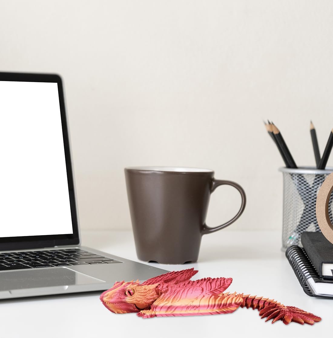 3D Printed Dragon with Wings 3D Printed Animals Articulated Dragon Fidget Dragon 3D Printed Toys Dragon Toy Desk Pets Home Office Decor (Orange)