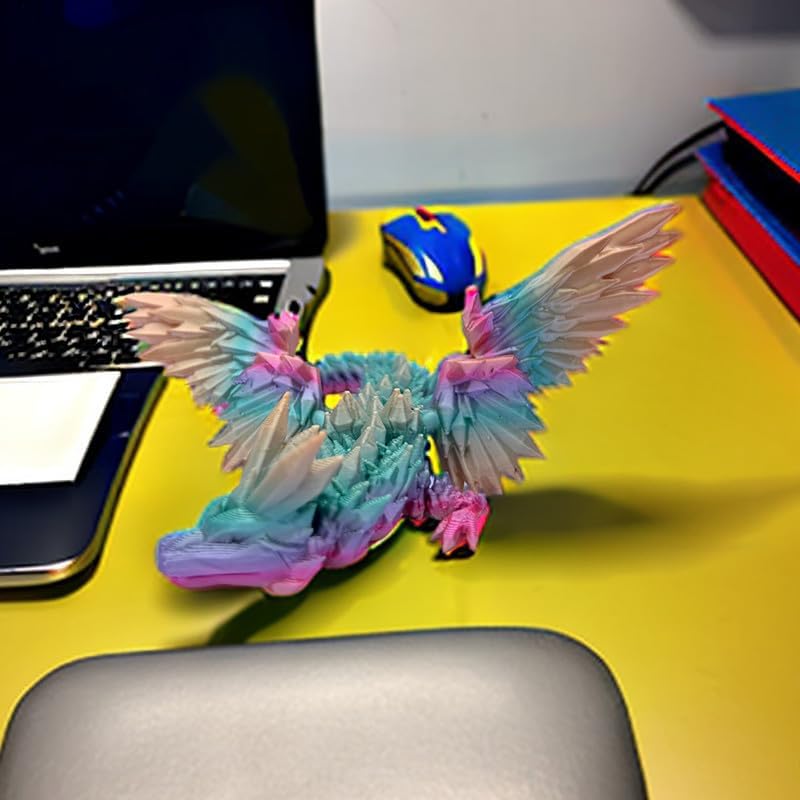 3D Printed Dragon Egg, 12inch Dragon Fidget Toys with Wings Easter Basket Stuffers Executive Desk Toys Crystal Dragon for Autism/ADHD Home Office Decor