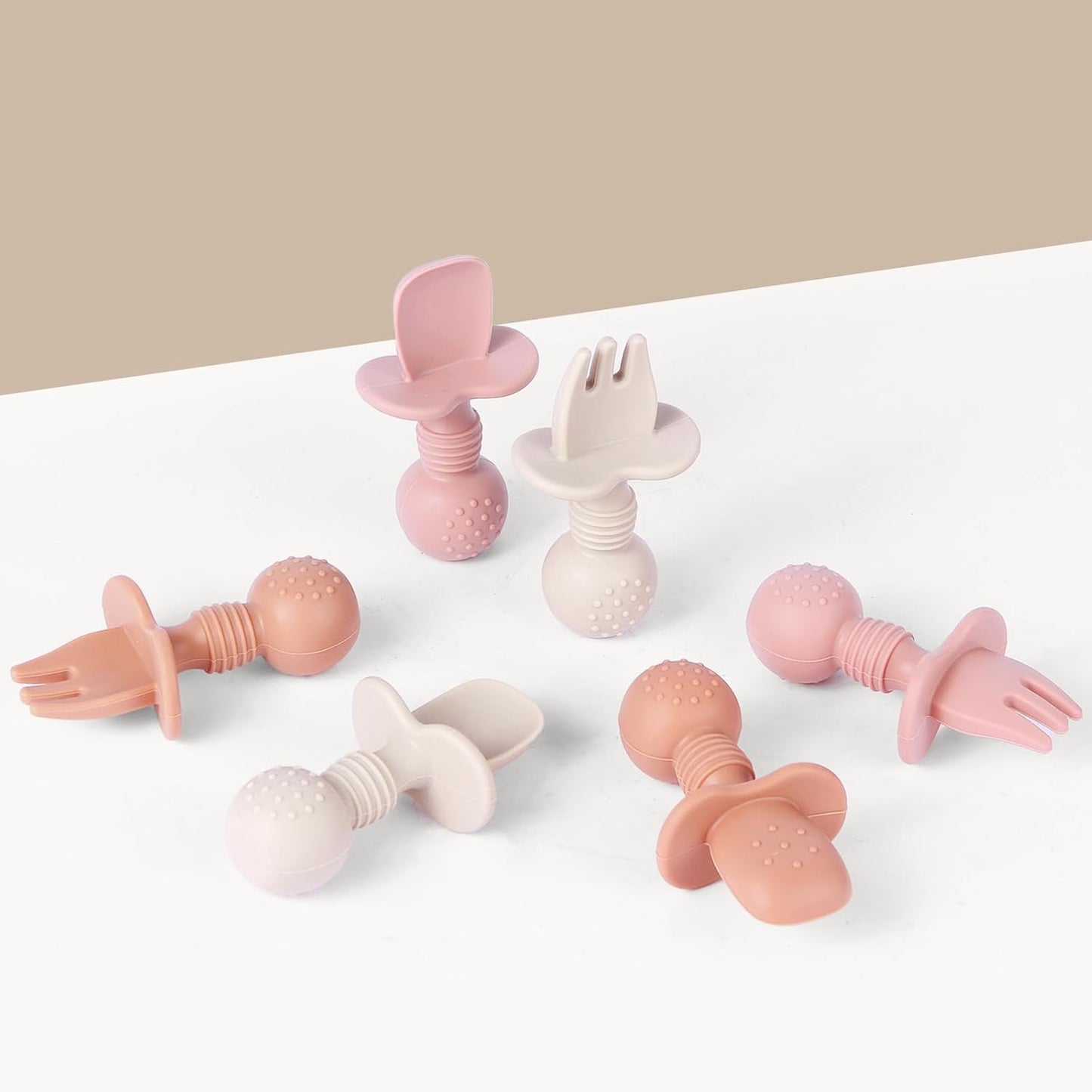 6 Pack Baby Spoons and Forks Set, Silicone Baby Spoons Self Feeding 6 Months for Toddler Utensils,BPA Free, Baby Led Weaning Supplies Feeding Essentials,Dishwasher and Boil Safe