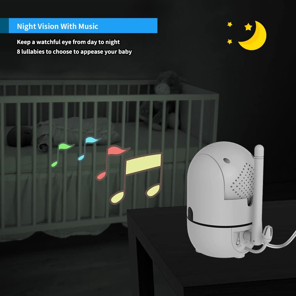 HelloBaby No WiFi Baby Monitor 5" Screen 30-Hour Battery Pan-Tilt-Zoom Video Upgrade with Camera and Audio, Night Vision, VOX, 2-Way Talk, 8 Lullabies and 1000ft Range