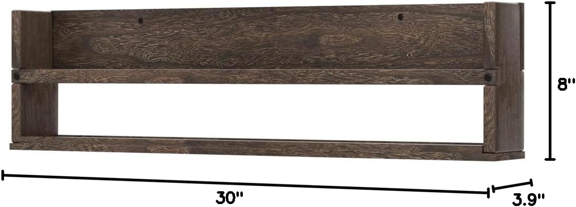 brightmaison Polynez 30" Floating Shelves for Nursery & Kids Room - Wall Multiuse Book Shelves, Set of 2 Brown Wood