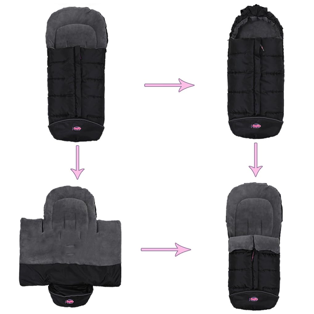 German Designed Universal Stroller Bunting Bag, 5 Way Zippers Style for Baby Easy In & Out of Water Repellent Blanket, Height/Temperature Adjustable Anti-Kick Winter Sleeping Bag