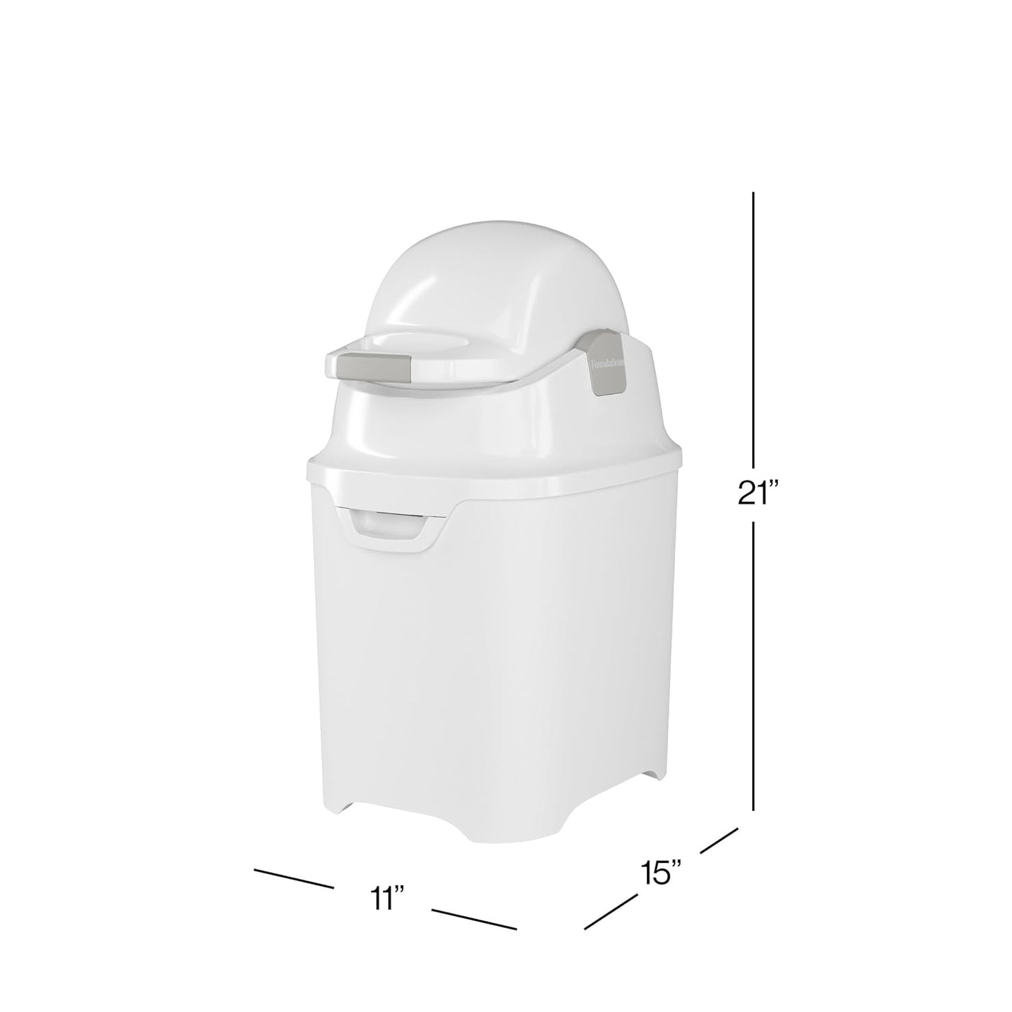 Foundations Mini Diaper Pail with Airtight Lid - Durable & Odorless Diaper Disposal, Large Capacity, Holds up to 30 Newborn Diapers, Refill with Any Bags - White