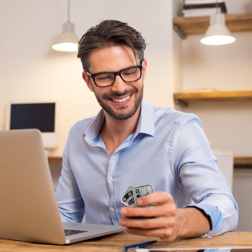 Magnetic Metal Fidget Toys - Metal Poker Push Card Fidget Slider Stress Relief Toy, Men’s EDC Toy Fidget Toy Haptic Coin, Office Desk Toys Gifts for Boyfriend and Father (AA)