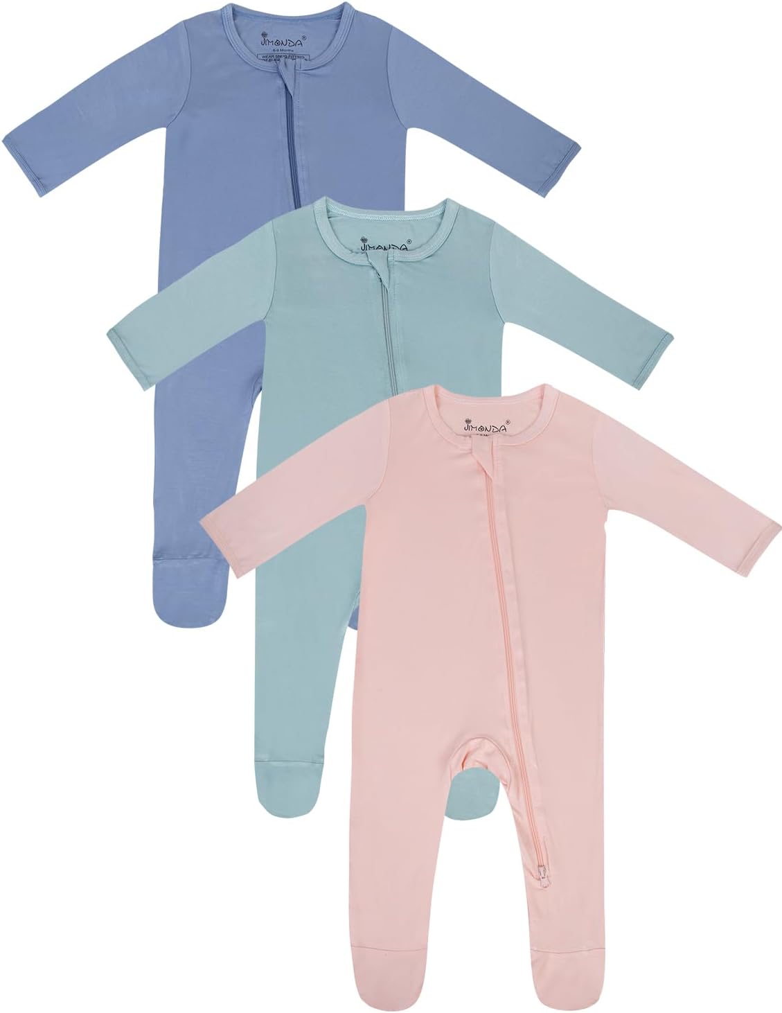 Jimonda Baby Romper Boys Girls Bamboo Pajamas 2-Way Zipper Footed Unisex Zip-Up Sleepers Sleep and Play pjs