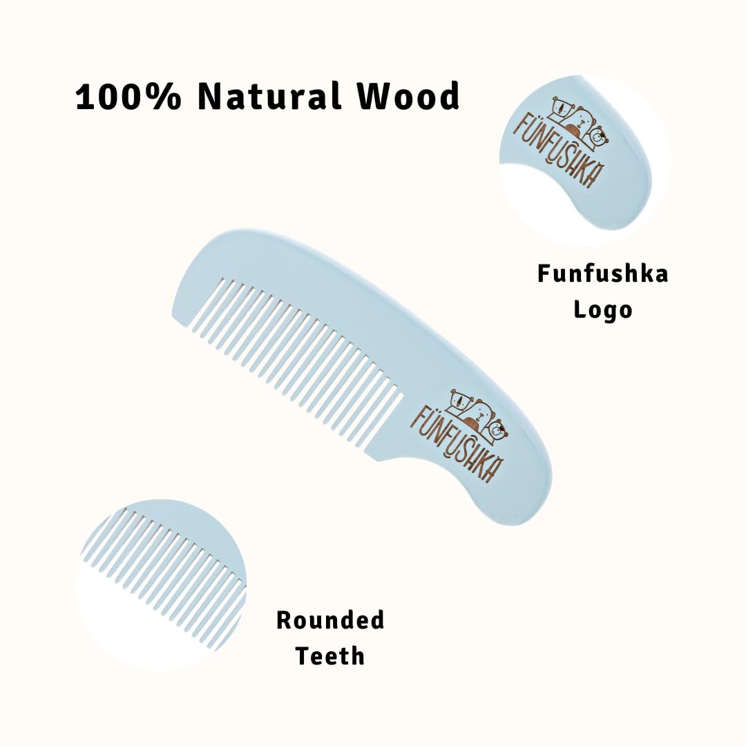 Baby Hair Brush Set for Newborns - Baby Brush and Comb Set - Ultra Soft Goat Hair Bristles, Perfect for Cradle Cap, Newborn Showers & Registries Gift, Comb Brush for Girls & Boys (Sky)