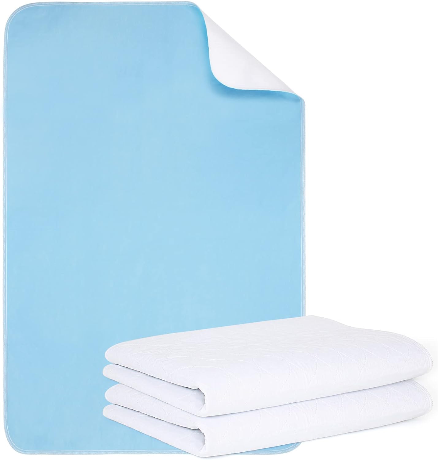 Reusable Incontinence Bed Pads 34"X52", washable bed pad, Heavy Absorbency (4-Layer) Waterproof Bed Pads (2 Packs), nonslip & Skin-friendly, Multi-scenes tailor to Kids, Adults, Elderly & Pets