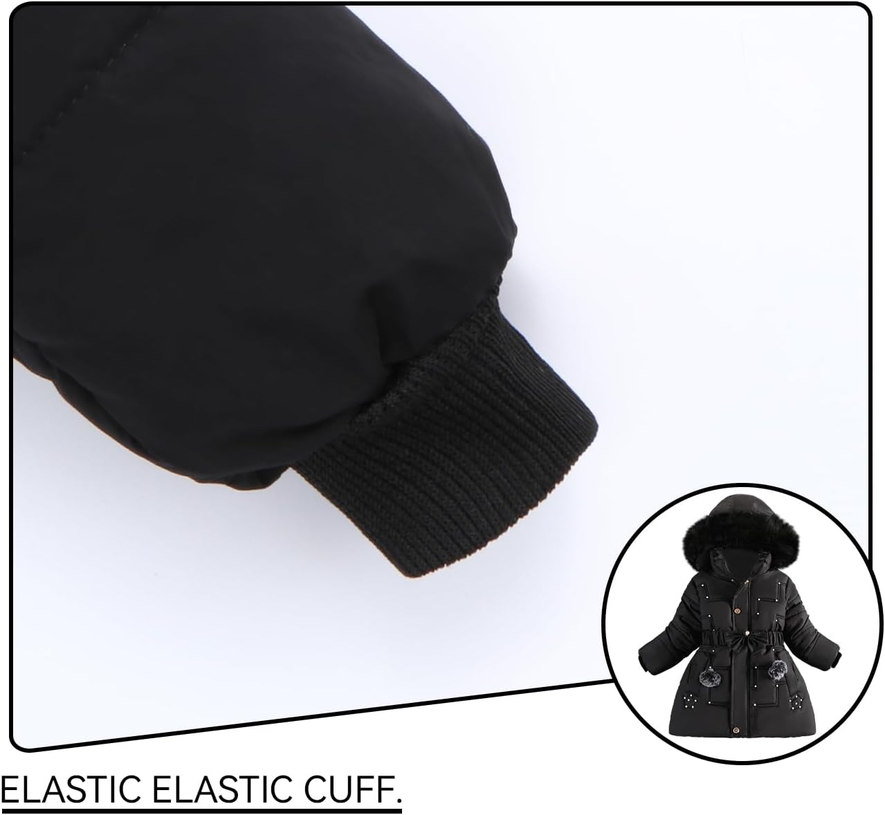 Girls Winter Dress Coats Faux Fur Hooded Fleece Jackets Waterproof Parka Outwear