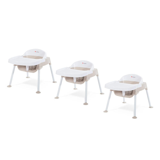 Foundations Secure Sitter Feeding Chairs Multipack, No-Tip Feet, 3-Point Adjustable Harness, Removable Tray, Easy to Clean, Stackable Feeding Chairs, 3 Pack (9 inch)