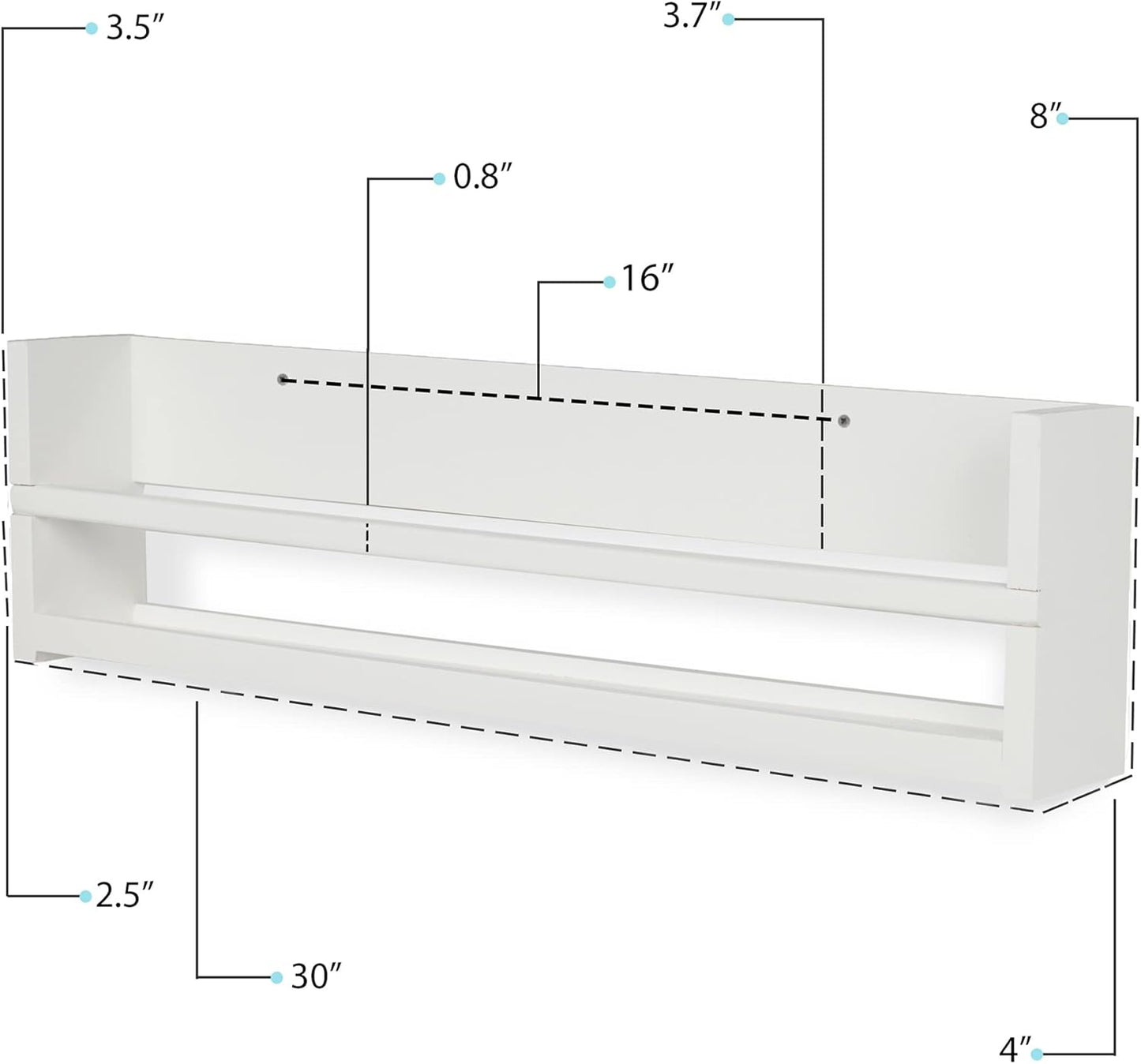 Brightmaison Polynez 30" Floating Shelves for Nursery & Kids, Multiuse Wall Shelf Set of 2 Wood Floating Shelf White