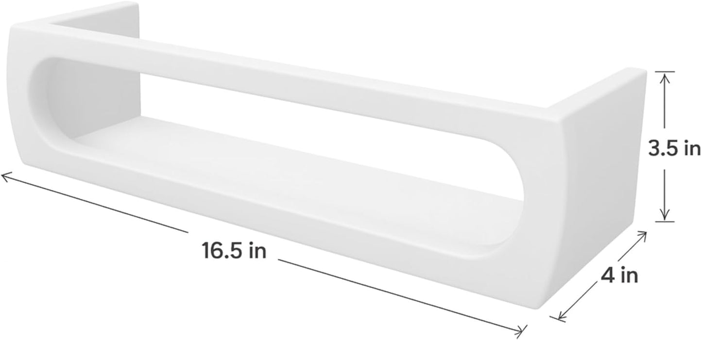 Bamboo Nursery Book Shelves, Fully Assembled For Easy Use - Set of 3 Floating Shelves for Wall Kids, Wall Mounted Book Shelves For Kids Room, Baby Room, Toddler Room, Nursery Decor, 16.5 Inch White