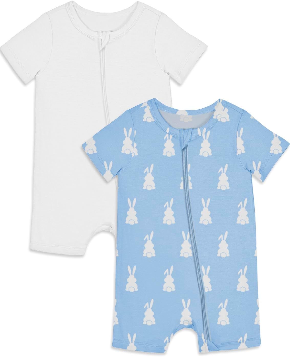 Jimonda Baby Rompers Cotton Baby Boys Baby Girls Short Sleeve Sleepers Pjs Two Way Zipper One-piece Neutral Sleep and Play