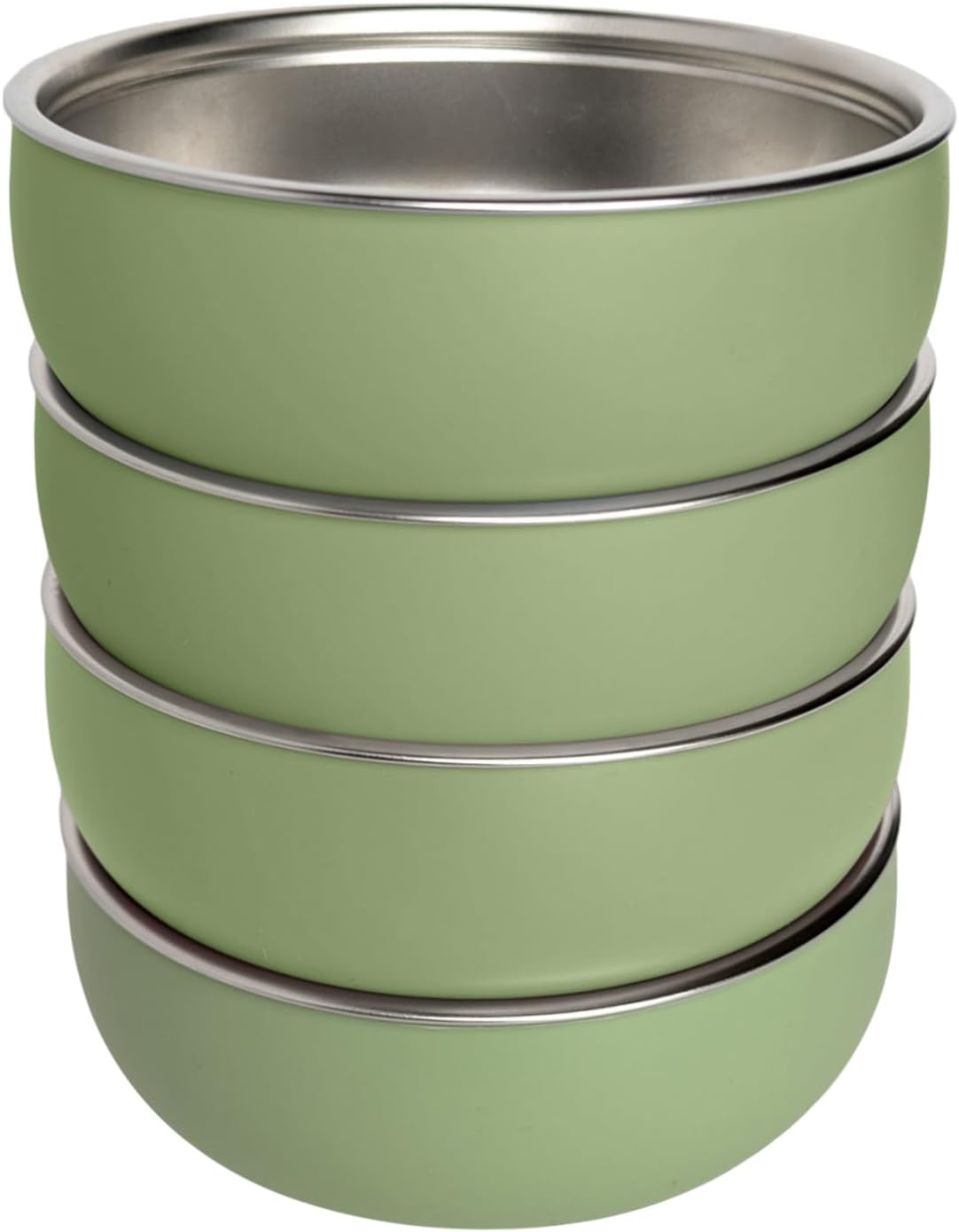 Monkey Proof™ Non-Toxic Stainless Steel Child Bowl 5” with Non-Slip Silicone Shell, (Set of 4 bowls) Unbreakable, Mess Free Feeding for Babies, Toddlers, Kids, BPA free (Sage Green)