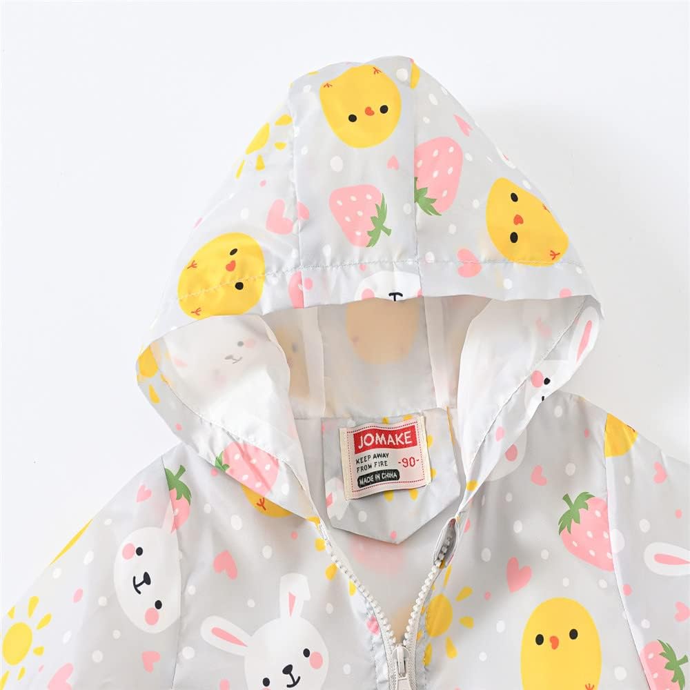 TUIJI Toddler Boys Girls Cartoon Print Zip Jacket Hooded Trench Lightweight Kids Coats Windbreaker Outdoor Cute Dust Coats