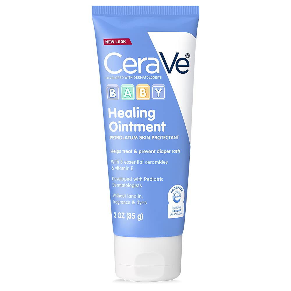 CeraVe Diaper Rash Cream, Baby Healing Ointment for Extra Dry, Cracked Skin, Diaper Cream with Ceramides & Vitamin E, Lanolin, Fragrance, Paraben, Dye, Phthalates & Sulfate Free, 3 Ounce