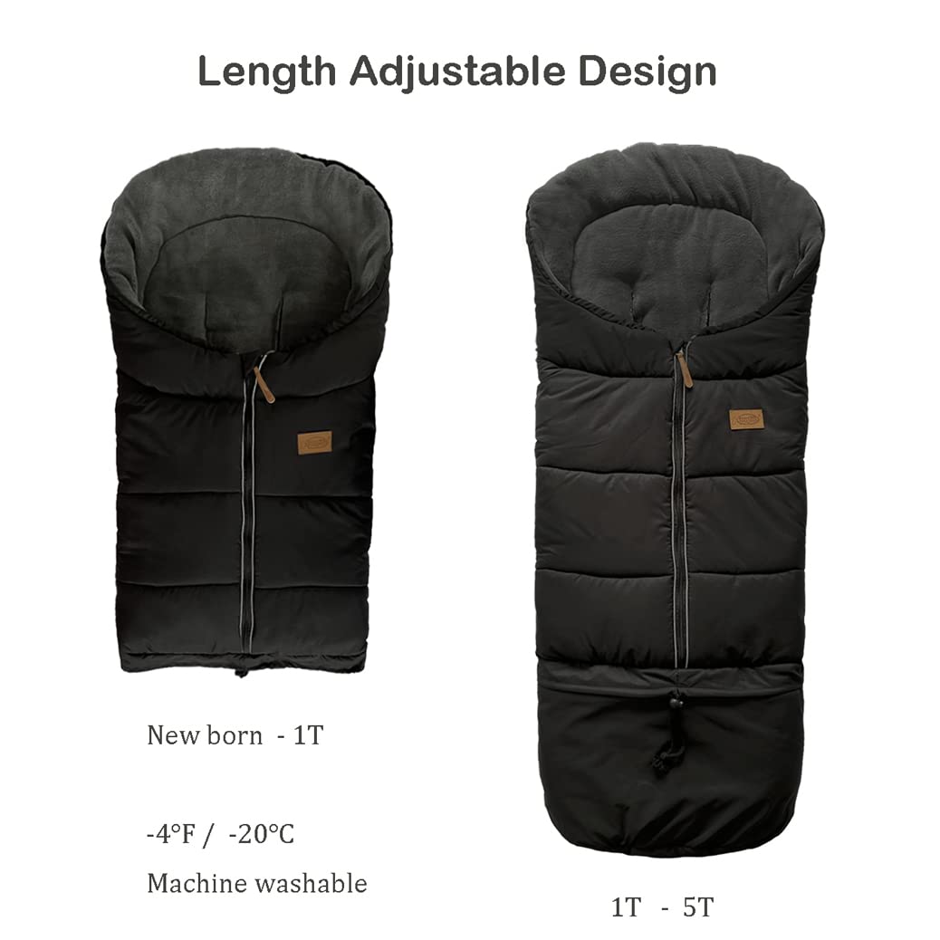 funlife Universal Stroller Bunting Bag for 0-5T with Length Extension,Ultra Soft Waterproof Outdoor Sleeping Bag with Hoodie,Warm Winter Stroller Blanket for Infant Toddler
