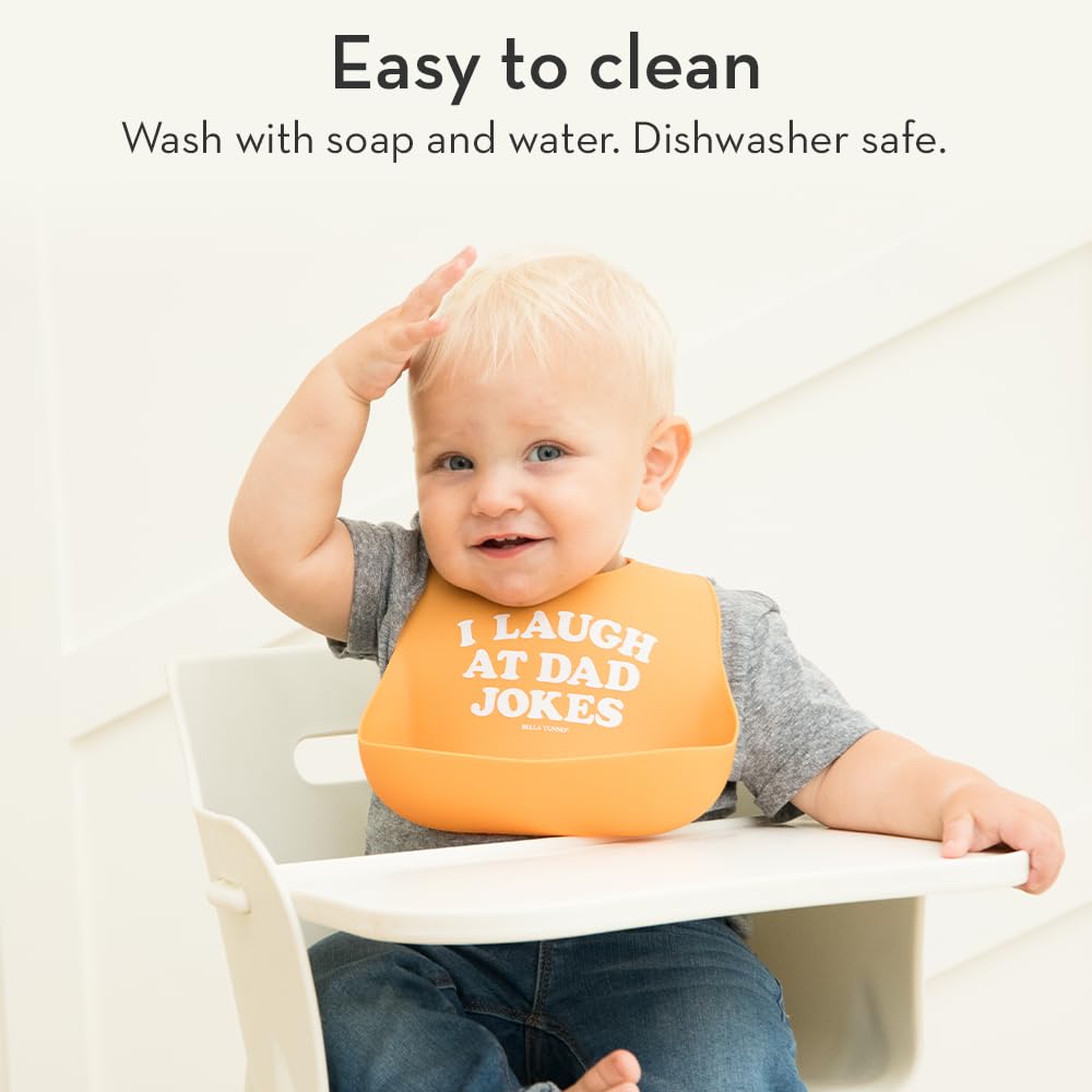 Baby Bib for Eating by Bella Tunno, Set of 2 Waterproof Silicone Bibs with Large Food Catcher, Adjustable Fit for Babies 4-12 months & Toddlers 1-3 Years, Boys & Girls, Who Runs The World & Gorgeous