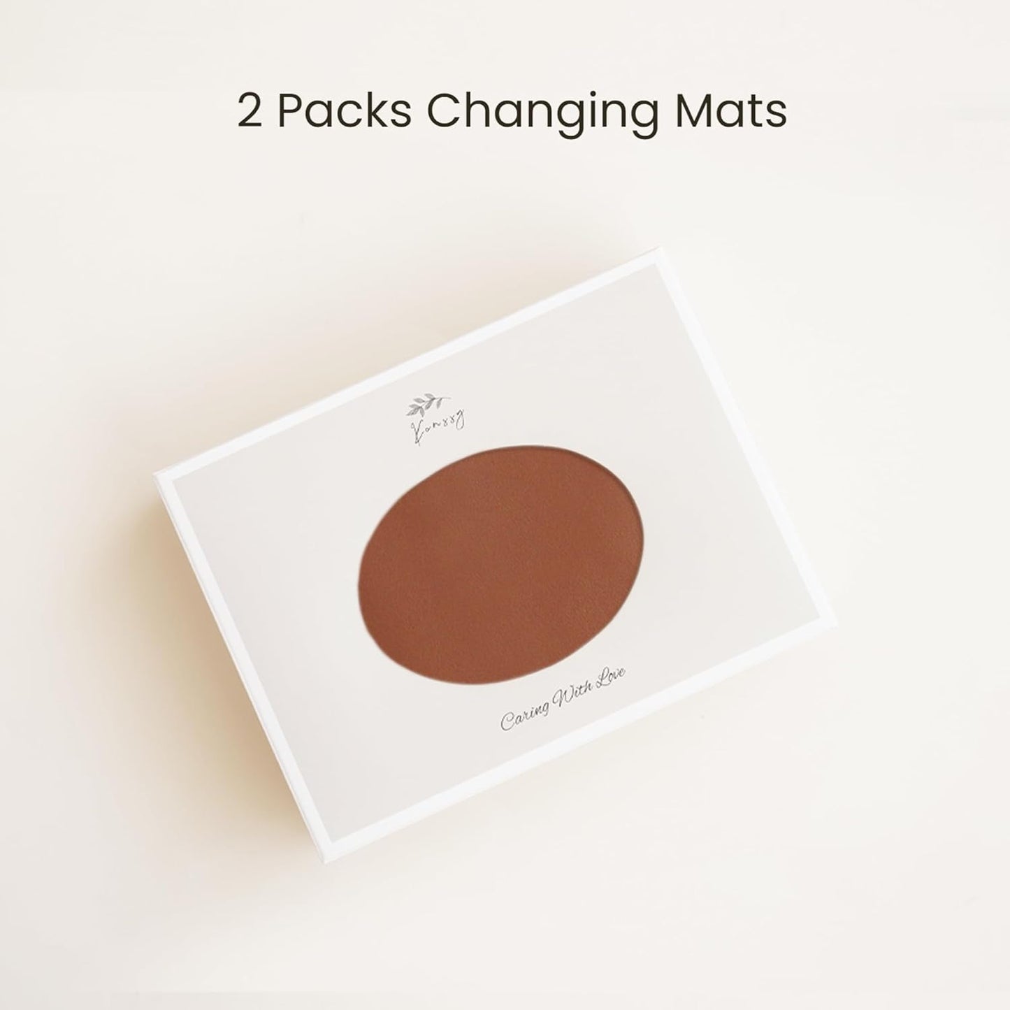 Konssy Faux Leather Baby Changing Mat 2 Pack, Waterproof, Wipeable & Portable Diaper Changing Pad for Travel or Home, Foldable Mat Fits Perfectly in Diaper Bag, 30 x 17 inches (Brown,Beige)