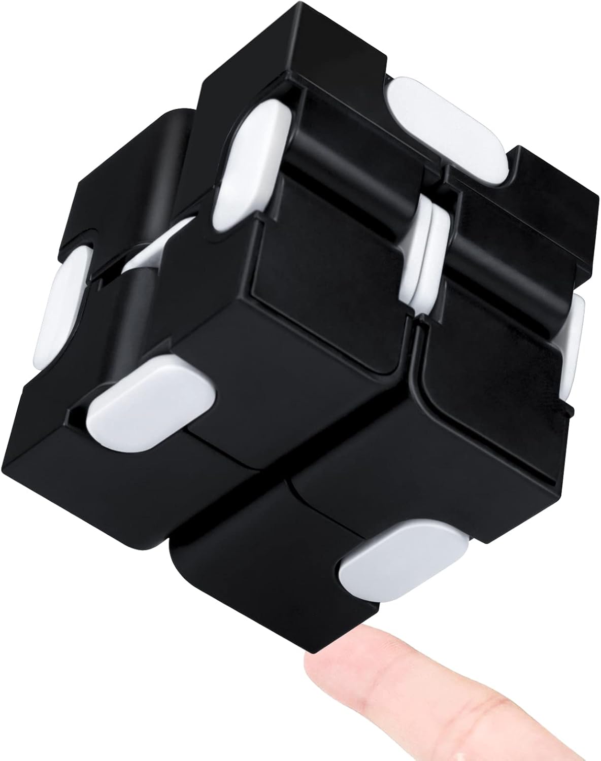 Infinitycube Fidget Toy Stress Relieving Fidgeting Game for Kids and Adults,Cute Pocket-sized Unique Gadget for Anxiety Relief and Kill Time (Black/White)