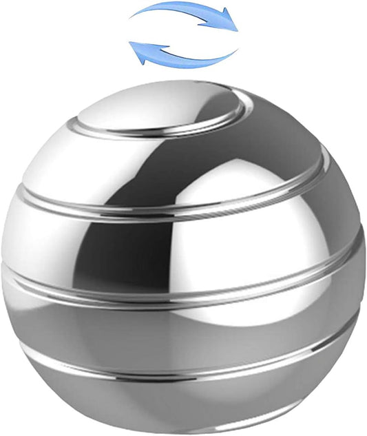 Metal Kinetic Desk Toy, Optical Illusion Fidget Spinning Top Ball, Unique Executive Stress Relief Gift for Adults & Kids