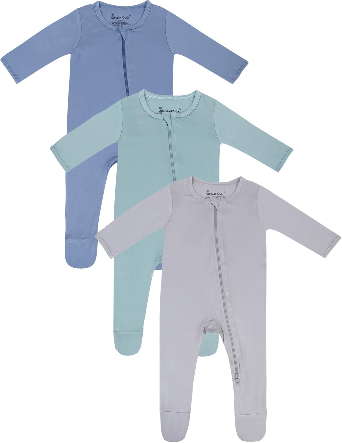Jimonda Baby Romper Boys Girls Bamboo Pajamas 2-Way Zipper Footed Unisex Zip-Up Sleepers Sleep and Play pjs
