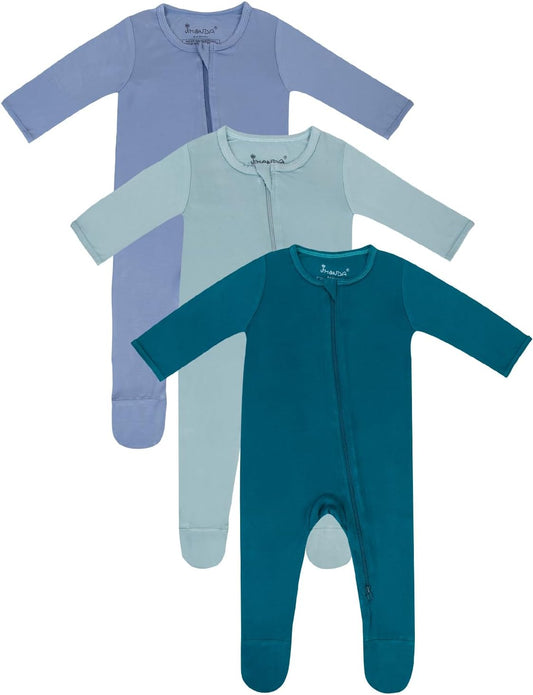 Jimonda Baby Romper Boys Girls Bamboo Pajamas 2-Way Zipper Footed Unisex Zip-Up Sleepers Sleep and Play pjs