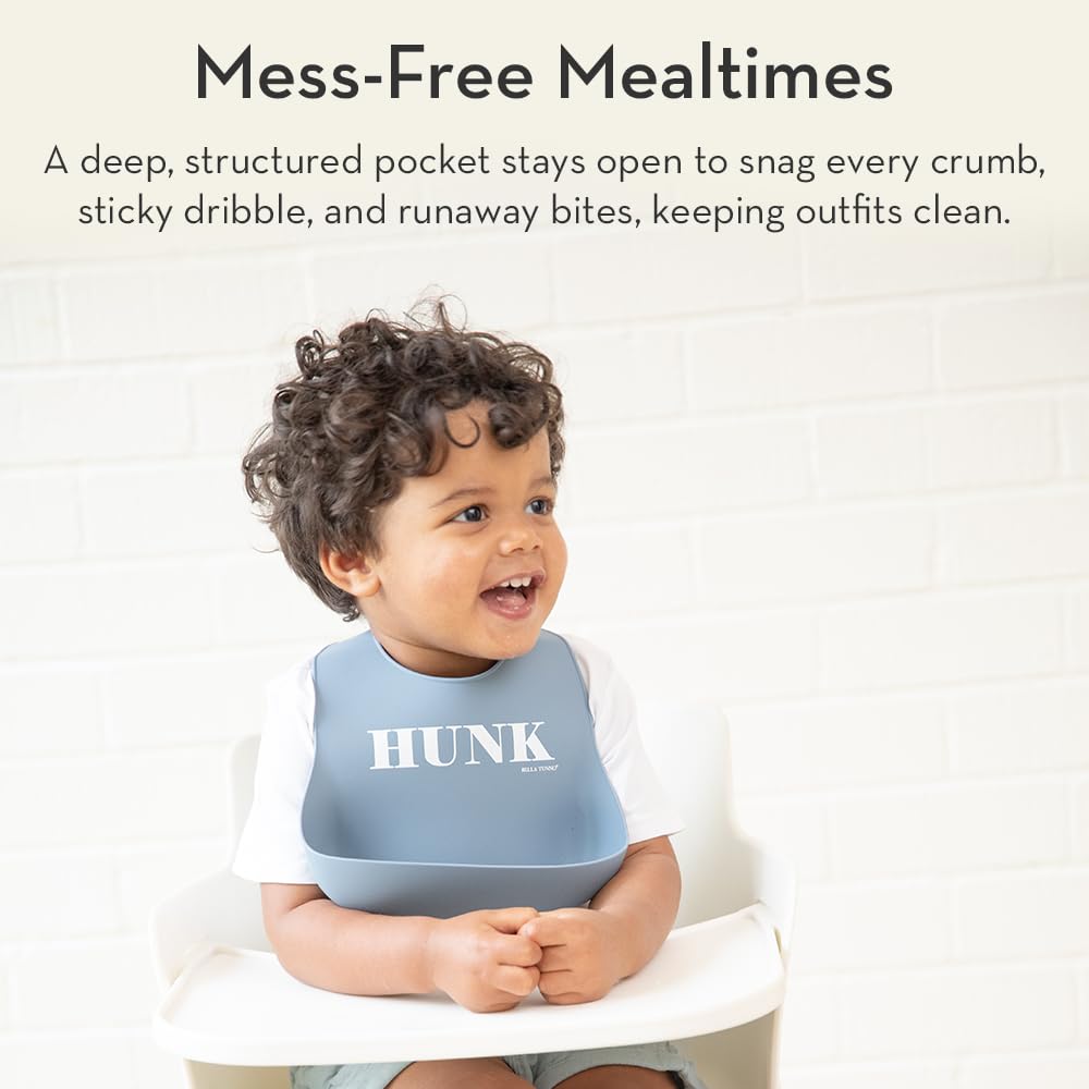 Baby Bib for Eating by Bella Tunno, Waterproof Silicone Bib with Large Food Catcher, Adjustable Fit for Babies 4-12 months & Toddlers 1-3 Years, Boys & Girls, Game Day