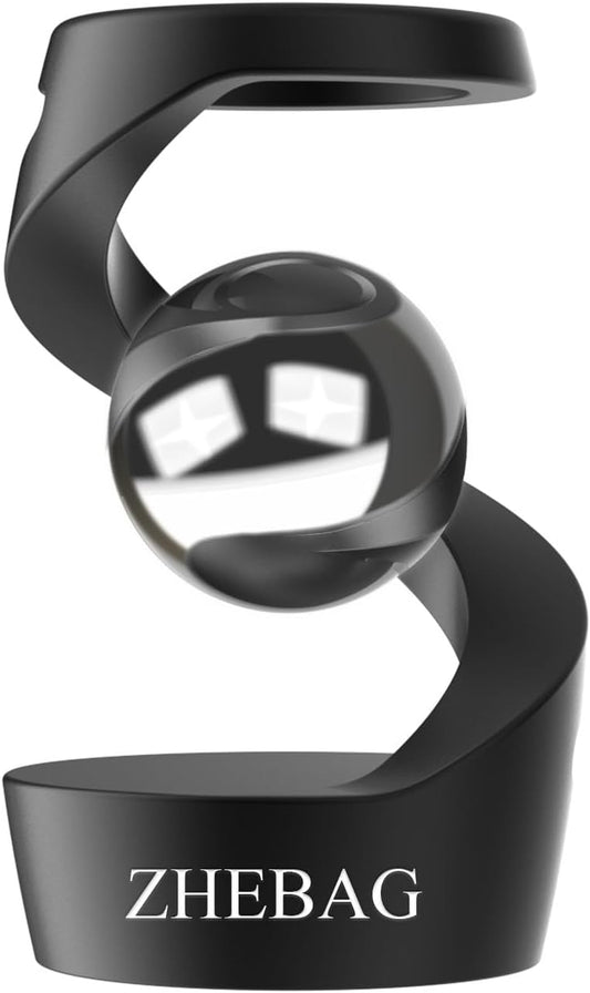 Kinetic Desk Toy, Metal Fidget Toys for Adults, Unique Optical Illusion Stress Reducing Desktop Spinning Toy, Adult Sensory Toys, Decorative Gifts for Offices and Cars(Black- Silver)