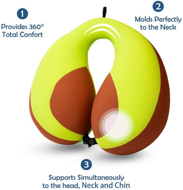 MOOB Neck Pillows for Kids,Traveling Gifts for Toddler & Children U-Shape Car Seat Head Travel Neck Pillow,Toddler Neck Pillow for Carseat Green Brown