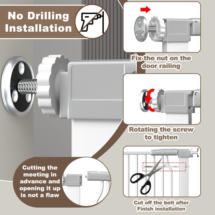 41" Extra Tall and Wide Baby Gate, 65.8-68.5'' Wide Pet Cat Gate for Doorway, Extra Wide Pressure Mounted Child Door with Expansion Kit, Metal Safe Gate, Tall Dog Gate, White