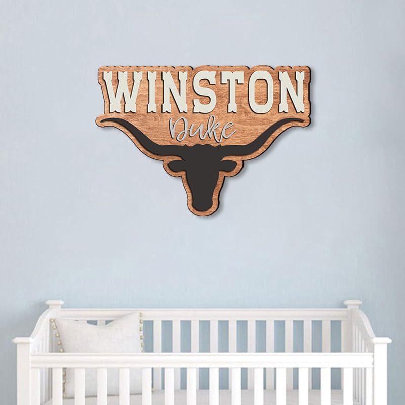 Personalized Western Baby Nursery Decor - Custom Layered Name Sign, Wooden Gift