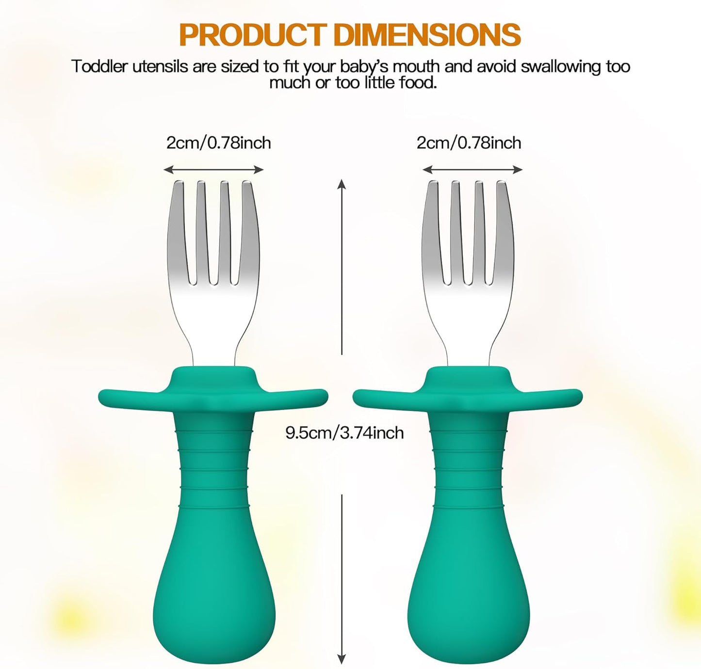 Baby Fork Toddler Forks for Self Feeding, Kids Forks with Silicone Round Handle, Stainless Steel Toddler Utensils Children Safe Silverware Set, Anti-Choke Design, BPA Free - Pink