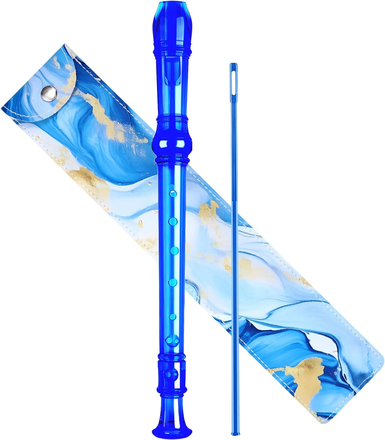 Soprano Recorder for Kids Beginners, German Fingering, C Key, 3 Piece with Cleaning Rod, Bag, Fingering Chart (Crystal Blue)…