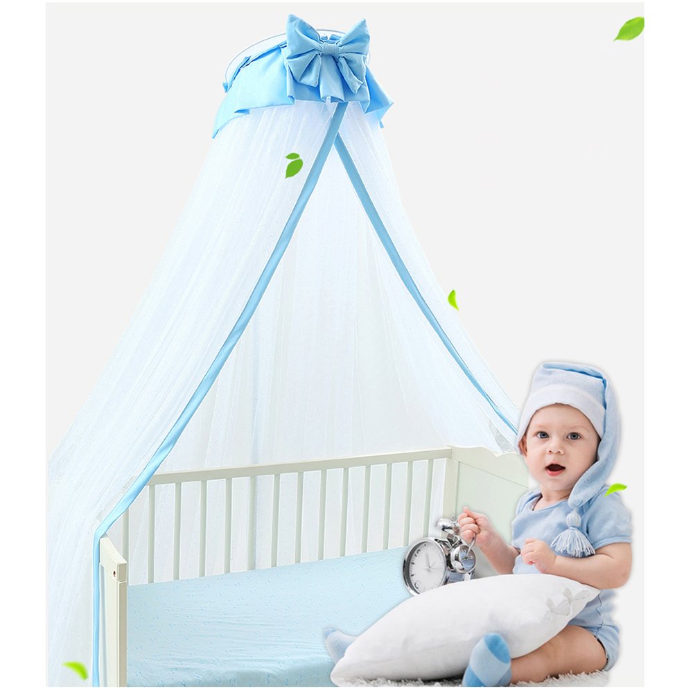 CdyBox Breathable Crib Netting Bed Curtains Canopy for Kids Mosquito Net Bedroom Decor (Blue, Mosquito net)