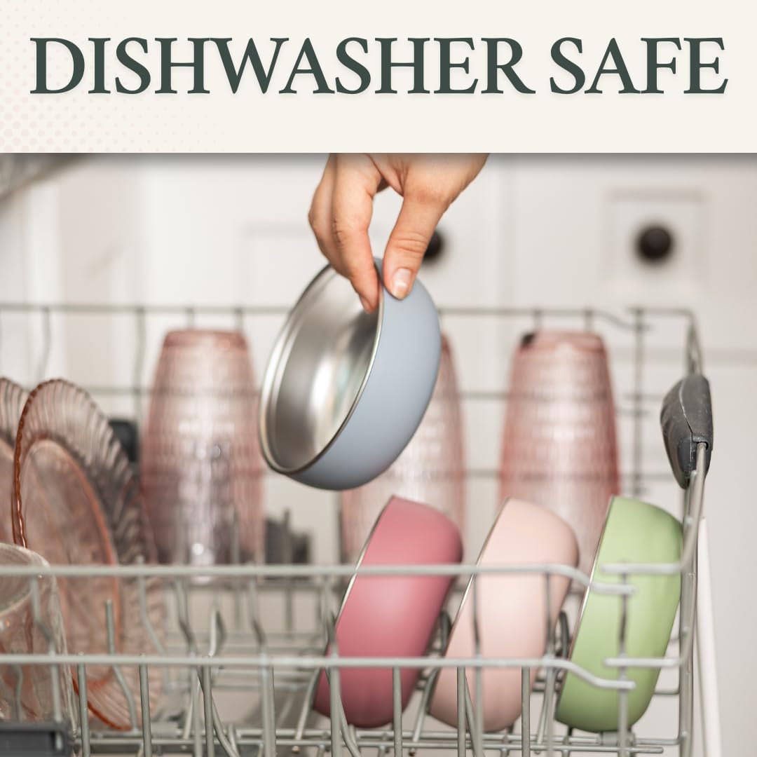 Monkey Proof™ Non-Toxic Stainless Steel Child Bowl 5” with Non-Slip Silicone Shell, (Set of 4 bowls) Unbreakable, Mess Free Feeding for Babies, Toddlers, Kids, BPA free (Mauve)