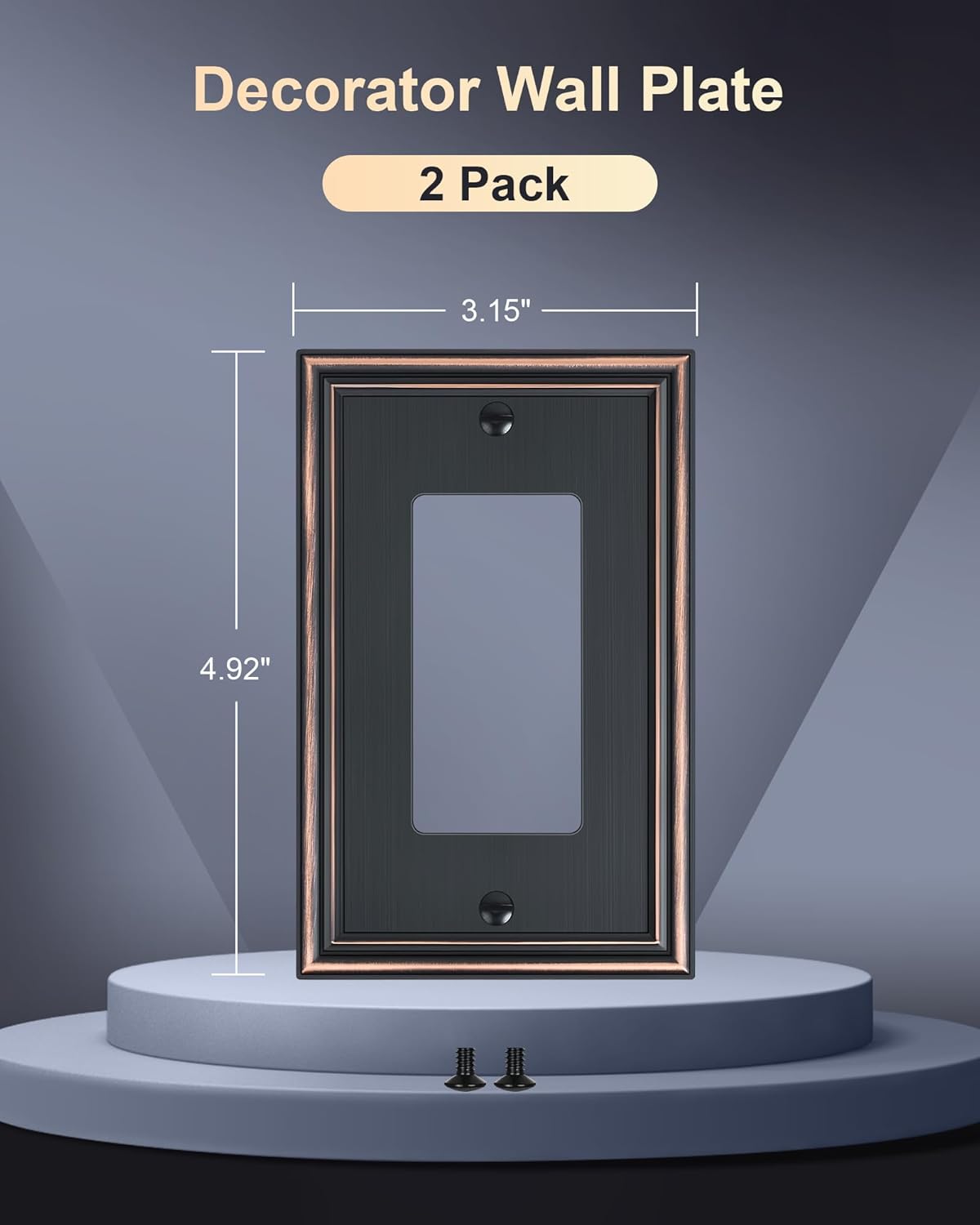 2-Pack Decorator Outlet Cover Plate, Aged Bronze Decorative Switch Plates and Outlet Covers, Durable Zinc Alloy Wall Plates for Electrical Outlets, Receptacle, GFCI Outlet, Dimmer Switch