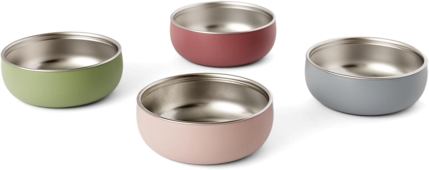Monkey Proof™ Non-Toxic Stainless Steel Child Bowl 5” with Non-Slip Silicone Shell, Multi-color, (Set of 4 bowls) Unbreakable, Mess Free Feeding for Babies, Toddlers, Kids, BPA free