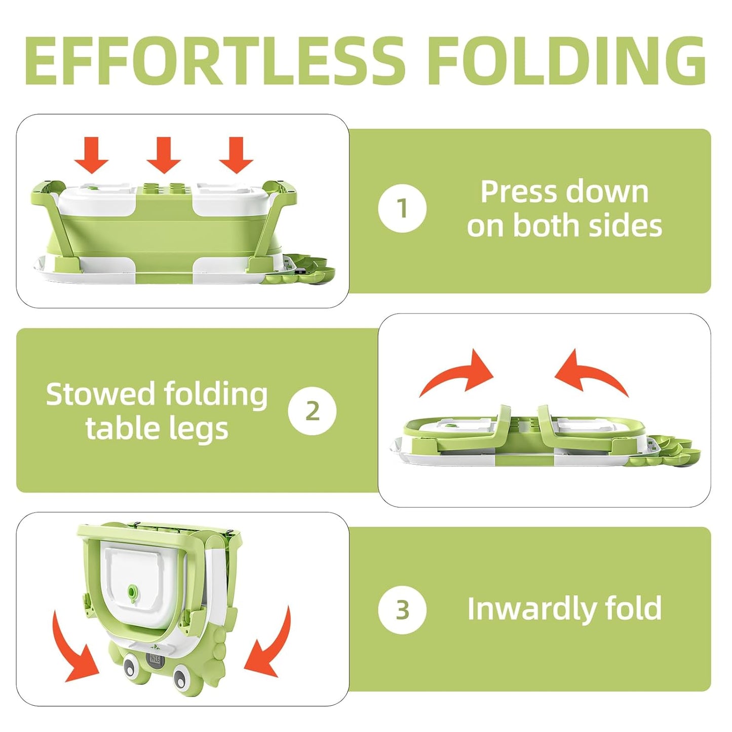 Collapsible Baby Bathtub for Newborns to Toddler with Real-time Temp Monitor & Floating Cushion,Portable Travel Tub for 0-36 Month, Foldable Baby Bath Tub for Infants(Green)