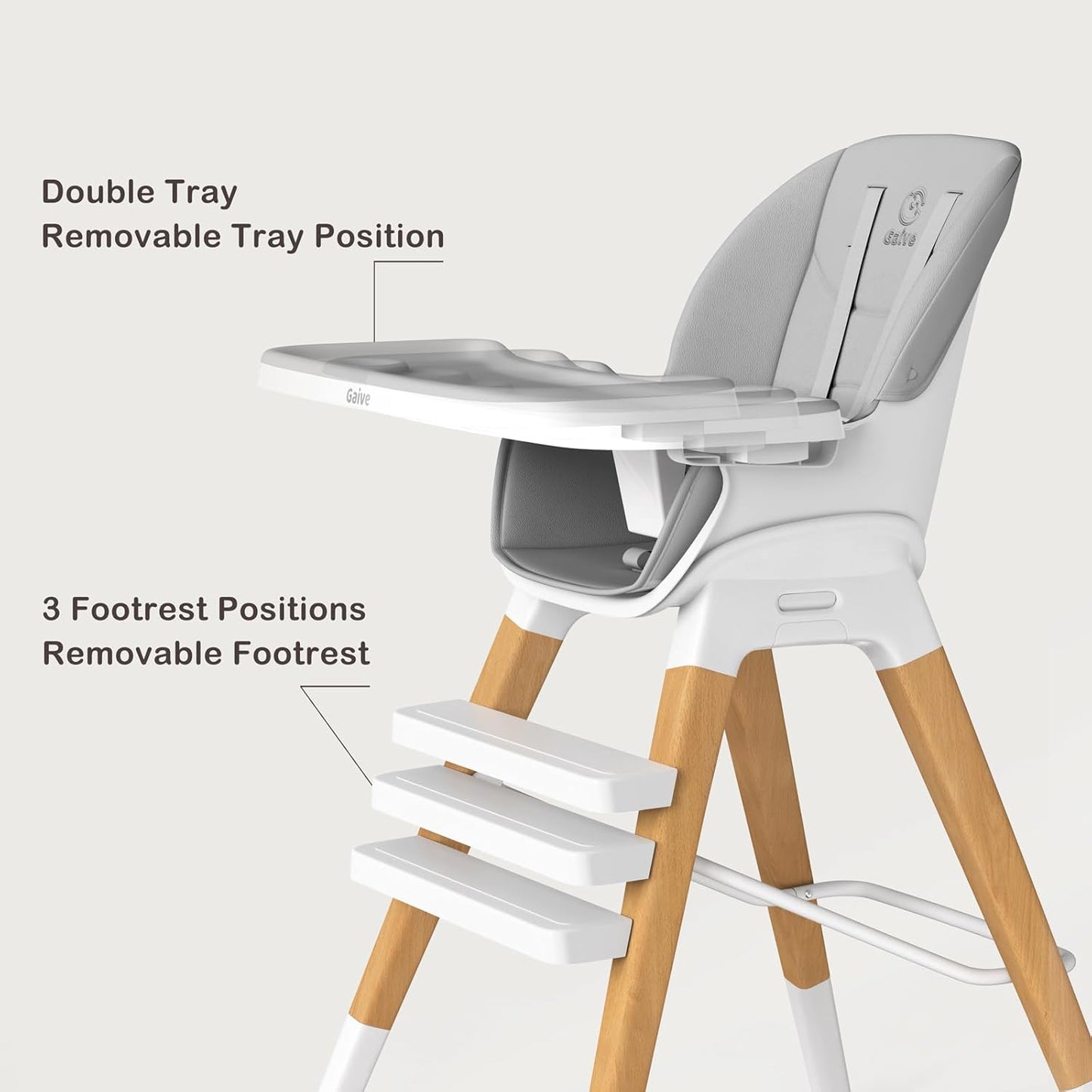 8 in 1 Highchair, Convertible Wooden Baby High Chair with Tray, Adjustable High Chair for Babies and Toddlers, Easy to Clean, Grow with Family|Booster|Learning Table|High Stool