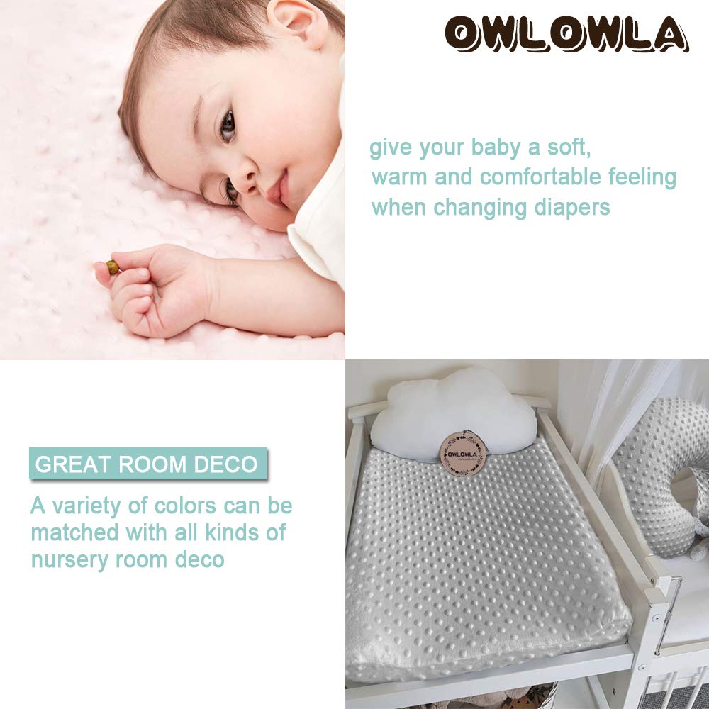 Owlowla Changing Pad Cover, Soft Minky Dots Changing Table Sheets for Baby Boy and Girl(Silver Gray)